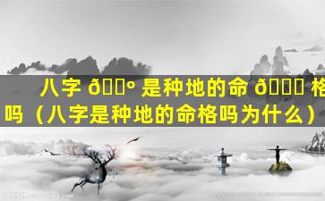 八字 🌺 是种地的命 🐘 格吗（八字是种地的命格吗为什么）